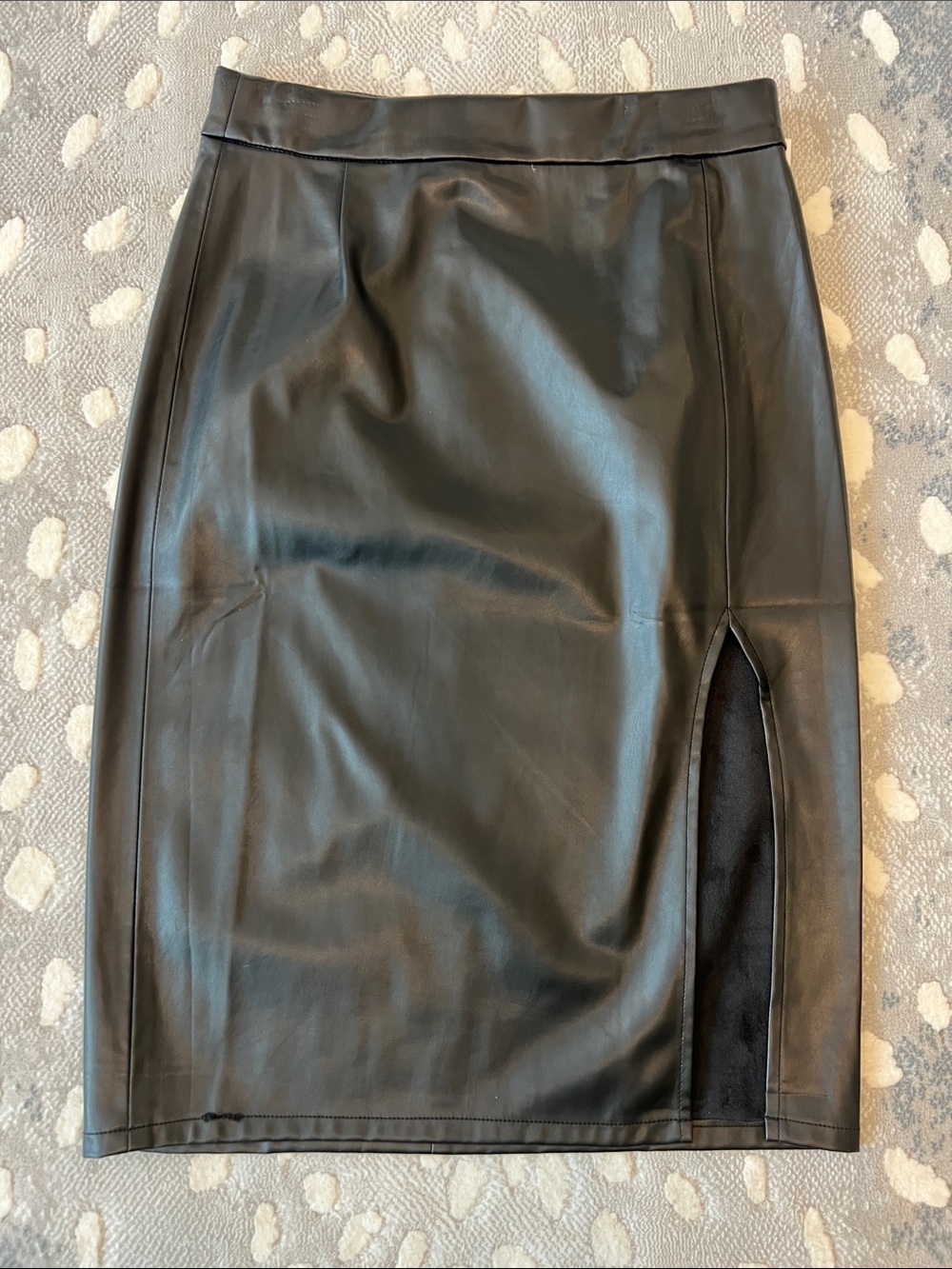 Sanctuary Black Faux Leather Pencil Skirt with Side Slit